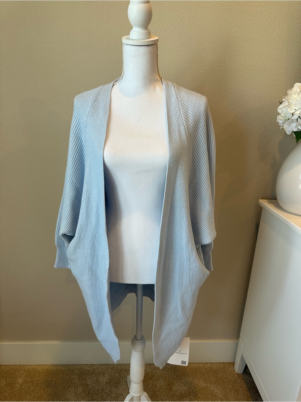 Chicwish Pale Blue Open-Front Ribbed Cardigan